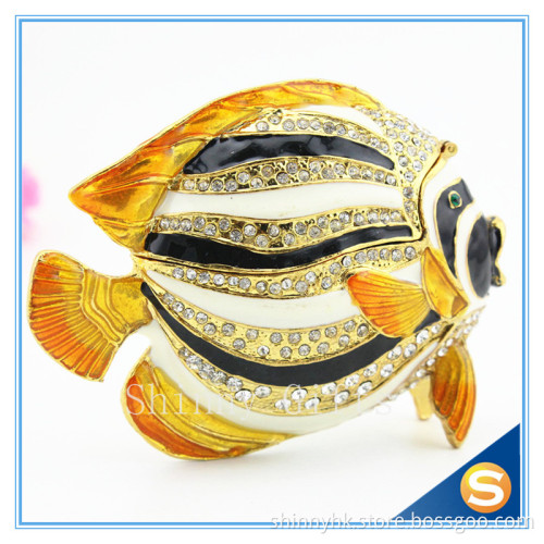 Hot sale golden fish trinket box metal craft